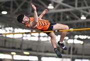 3 February 2024; Brendan Lynch of Nenagh Olympic AC, Tipperary, competes in the Men's High Jump during the AAI National Indoor League Final at the TUS Indoor Arena, Athlone in Westmeath. Photo by Ben McShane/Sportsfile