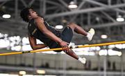 3 February 2024; Joseph Aidoo of Letterkenny AC, Donegal, competes in the Men's High Jump during the AAI National Indoor League Final at the TUS Indoor Arena, Athlone in Westmeath. Photo by Ben McShane/Sportsfile