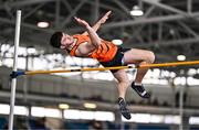 3 February 2024; Brendan Lynch of Nenagh Olympic AC, Tipperary, competes in the Men's High Jump during the AAI National Indoor League Final at the TUS Indoor Arena, Athlone in Westmeath. Photo by Ben McShane/Sportsfile