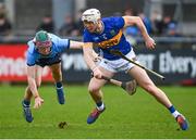 3 February 2024; Byran O'Mara of Tipperary in action against Diarmuid Ó Dúlaing of Dublin during the Allianz Hurling League Division 1 Group B match between Dublin and Tipperary at Parnell Park in Dublin. Photo by Tyler Miller/Sportsfile