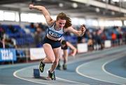 3 February 2024; Katie Doherty of Ratoath AC, Dublin, competes in the Women's 200m during the AAI National Indoor League Final at the TUS Indoor Arena, Athlone in Westmeath. Photo by Ben McShane/Sportsfile