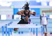 3 February 2024; Rolus Olusa of Clonliffe Harriers AC, Dublin, competes in the Men's 60m Hurdles during the AAI National Indoor League Final at the TUS Indoor Arena, Athlone in Westmeath. Photo by Ben McShane/Sportsfile