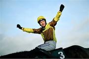 03 February 2024; Paul Townend celebrates on Galopin Des Champs after winning the Paddy Power Irish Gold Cup Chase during day one of the Dublin Racing Festival at Leopardstown Racecourse in Dublin. Photo by David Fitzgerald/Sportsfile