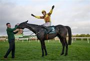 03 February 2024; Paul Townend celebrates on Galopin Des Champs after winning the Paddy Power Irish Gold Cup Chase during day one of the Dublin Racing Festival at Leopardstown Racecourse in Dublin. Photo by David Fitzgerald/Sportsfile
