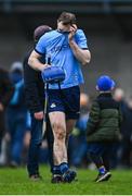 3 February 2024; Conor Burke of Dublin reacts after his side's defeat in the Allianz Hurling League Division 1 Group B match between Dublin and Tipperary at Parnell Park in Dublin. Photo by Tyler Miller/Sportsfile