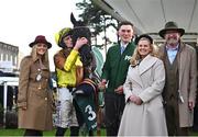 03 February 2024; Jockey Paul Townend with Galopin Des Champs, trainer Willie Mullins and winning connections after the Paddy Power Irish Gold Cup Chase during day one of the Dublin Racing Festival at Leopardstown Racecourse in Dublin. Photo by David Fitzgerald/Sportsfile