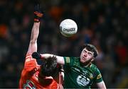 3 February 2024; Jack O'Connor of Meath and Ben Crealey of Armagh contest a high ball during the Allianz Football League Division 2 match between Armagh and Meath at BOX-IT Athletic Grounds in Armagh. Photo by Ben McShane/Sportsfile