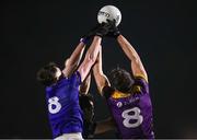 3 February 2024; Conor Heffernan of Laois in action against Liam Coleman of Wexford during the Allianz Football League Division 4 match between Wexford and Laois at Chadwicks Wexford Park in Wexford. Photo by Michael P Ryan/Sportsfile