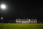 3 February 2024; Mayo players stand for the playing of the National Anthem before the Allianz Football League Division 1 match between Mayo and Dublin at Hastings Insurance MacHale Park in Castlebar, Mayo. Photo by Stephen McCarthy/Sportsfile