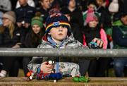3 February 2024; Two-year-old Odhran Boyle, from Newport, Mayo, plays with his toys during the Allianz Football League Division 1 match between Mayo and Dublin at Hastings Insurance MacHale Park in Castlebar, Mayo. Photo by Stephen McCarthy/Sportsfile