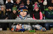 3 February 2024; Two-year-old Odhran Boyle, from Newport, Mayo, plays with his toys during the Allianz Football League Division 1 match between Mayo and Dublin at Hastings Insurance MacHale Park in Castlebar, Mayo. Photo by Stephen McCarthy/Sportsfile