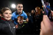 3 February 2024; Brian Fenton of Dublin with supporters after the Allianz Football League Division 1 match between Mayo and Dublin at Hastings Insurance MacHale Park in Castlebar, Mayo. Photo by Stephen McCarthy/Sportsfile