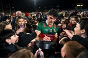 3 February 2024; Tommy Conroy of Mayo with supporters after the Allianz Football League Division 1 match between Mayo and Dublin at Hastings Insurance MacHale Park in Castlebar, Mayo. Photo by Stephen McCarthy/Sportsfile