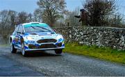4 February 2024; Keith Cronin and Mikie Galvin in their Ford Fiesta Rally2 during day two of the Corrib Oil Galway International Rally during Round 1 of the Irish Tarmac Rally Championship in Monivea, Galway. Photo by Philip Fitzpatrick/Sportsfile