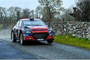 4 February 2024; Jonathan Greer and Niall Burns in their Citroen C3 Rally2 during day two of the Corrib Oil Galway International Rally during Round 1 of the Irish Tarmac Rally Championship in Monivea, Galway. Photo by Philip Fitzpatrick/Sportsfile