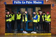 4 February 2024; Stewards gather at the clubhouse before being assigned to their positions ahead of the Allianz Football League Division 2 match between Louth and Cork at DEFY Páirc Mhuire in Ardee, Louth. Photo by Ben McShane/Sportsfile