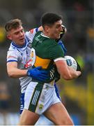 4 February 2024; Joe O'Connor of Kerry in action against Joel Wilson of Monaghan during the Allianz Football League Division 1 match between Monaghan and Kerry at St Tiernach's Park in Clones, Monaghan. Photo by Sam Barnes/Sportsfile