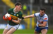 4 February 2024; Cillian Burke of Kerry in action against Ryan Wylie of Monaghan during the Allianz Football League Division 1 match between Monaghan and Kerry at St Tiernach's Park in Clones, Monaghan. Photo by Sam Barnes/Sportsfile