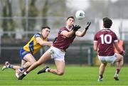 4 February 2024; Paul Conroy of Galway in action against Senan Lambe of Roscommon during the Allianz Football League Division 1 match between Roscommon and Galway at Dr Hyde Park in Roscommon. Photo by Daire Brennan/Sportsfile