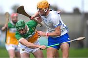4 February 2024; Sean Walsh of Waterford in action against Ben Conneely of Offaly during the Allianz Hurling League Division 1 Group A match between Offaly and Waterford at Glenisk O'Connor Park in Tullamore, Offaly. Photo by Tyler Miller/Sportsfile