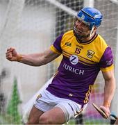4 February 2024; Séamus Casey of Wexford celebrates scoring his side's first goal during the Allianz Hurling League Division 1 Group A match between Kilkenny and Wexford at UPMC Nowlan Park in Kilkenny. Photo by Piaras Ó Mídheach/Sportsfile