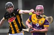 4 February 2024; James Byrne of Wexford is tackled by David Blanchfield of Kilkenny during the Allianz Hurling League Division 1 Group A match between Kilkenny and Wexford at UPMC Nowlan Park in Kilkenny. Photo by Piaras Ó Mídheach/Sportsfile