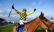 04 February 2024; Jockey Paul Townend celebrates on State Man after winning the Chanelle Pharma Irish Champion Hurdle during day two of the Dublin Racing Festival at Leopardstown Racecourse in Dublin. Photo by David Fitzgerald/Sportsfile