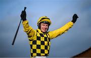 04 February 2024; Jockey Paul Townend celebrates on State Man after winning the Chanelle Pharma Irish Champion Hurdle during day two of the Dublin Racing Festival at Leopardstown Racecourse in Dublin. Photo by David Fitzgerald/Sportsfile