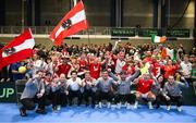 4 February 2024; The Austria team celebrate their victory on day two of the Davis Cup World Group I Play-off 1st Round match between Ireland and Austria at UL Sport Arena in Limerick. Photo by Brendan Moran/Sportsfile