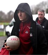 4 February 2024; Daniel O'Mahony of Cork arrives before the Allianz Football League Division 2 match between Louth and Cork at DEFY Páirc Mhuire in Ardee, Louth. Photo by Ben McShane/Sportsfile