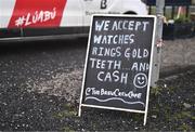 4 February 2024; A view of a sign for The Brew Crew Café is seen before the Allianz Football League Division 2 match between Louth and Cork at DEFY Páirc Mhuire in Ardee, Louth. Photo by Ben McShane/Sportsfile