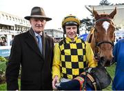 04 February 2024; Jockey Paul Townend and trainer Willie Mullins with State Man after winning the Chanelle Pharma Irish Champion Hurdle during day two of the Dublin Racing Festival at Leopardstown Racecourse in Dublin. Photo by David Fitzgerald/Sportsfile