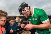 4 February 2024; Ethan Hurley of Limerick with supporters after the Allianz Hurling League Division 1 Group B match between Limerick and Antrim at FBD Semple Stadium in Thurles, Tipperary. Photo by Tom Beary/Sportsfile