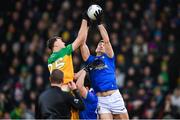 4 February 2024; Killian Clarke of Cavan in action against Rory O'Donnell of Donegal during the Allianz Football League Division 2 match between Cavan and Donegal at Kingspan Breffni in Cavan. Photo by Stephen McCarthy/Sportsfile