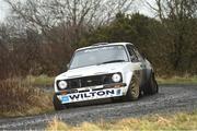 4 February 2024; Rodney Wilton and Conor McMahon in their Ford Escort Mk2 during day two of the Corrib Oil Galway International Rally during Round 1 of the Irish Tarmac Rally Championship in Monivea, Galway. Photo by Philip Fitzpatrick/Sportsfile