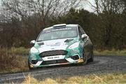 4 February 2024; Ryan McHugh and Declan Boyle in their Ford Fiesta Rally4 during day two of the Corrib Oil Galway International Rally during Round 1 of the Irish Tarmac Rally Championship in Monivea, Galway. Photo by Philip Fitzpatrick/Sportsfile