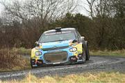 4 February 2024; Joseph McGonigle and Ciaran Geaney in their Citroen C3 Rally2 during day two of the Corrib Oil Galway International Rally during Round 1 of the Irish Tarmac Rally Championship in Monivea, Galway. Photo by Philip Fitzpatrick/Sportsfile