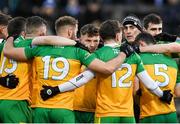4 February 2024; Donegal manager Jim McGuinness with his players before the Allianz Football League Division 2 match between Cavan and Donegal at Kingspan Breffni in Cavan. Photo by Stephen McCarthy/Sportsfile