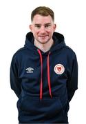 2 February 2024; Head of media Jamie Moore poses for a portrait during a St Patrick's Athletic squad portraits session at Richmond Park in Dublin. Photo by Piaras Ó Mídheach/Sportsfile