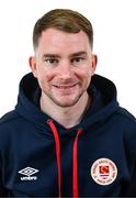 2 February 2024; Head of media Jamie Moore poses for a portrait during a St Patrick's Athletic squad portraits session at Richmond Park in Dublin. Photo by Piaras Ó Mídheach/Sportsfile