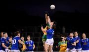 4 February 2024; Killian Clarke of Cavan in action against Michael Langan of Donegal during the Allianz Football League Division 2 match between Cavan and Donegal at Kingspan Breffni in Cavan. Photo by Stephen McCarthy/Sportsfile
