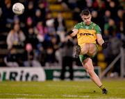 4 February 2024; Patrick McBrearty of Donegal kicks a free during the Allianz Football League Division 2 match between Cavan and Donegal at Kingspan Breffni in Cavan. Photo by Stephen McCarthy/Sportsfile