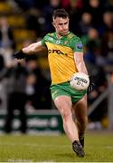 4 February 2024; Patrick McBrearty of Donegal kicks a free during the Allianz Football League Division 2 match between Cavan and Donegal at Kingspan Breffni in Cavan. Photo by Stephen McCarthy/Sportsfile