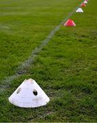 4 February 2024; Training cones on the pitch before the Allianz Hurling League Division 1 Group A match between Clare and Cork at Cusack Park in Ennis, Clare. Photo by Ray McManus/Sportsfile