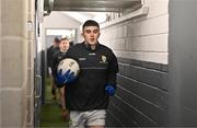 4 February 2024; Seán O'Shea of Kerry makes his way to the pitch before the Allianz Football League Division 1 match between Monaghan and Kerry at St Tiernach's Park in Clones, Monaghan. Photo by Sam Barnes/Sportsfile