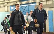 4 February 2024; David Reidy, left, and Dan Morrissey of Limerick arrive before the Allianz Hurling League Division 1 Group B match between Limerick and Antrim at FBD Semple Stadium in Thurles, Tipperary. Photo by Tom Beary/Sportsfile