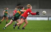 5 February 2024; Libby Coppinger of Cork in action against Anna Galvin of Kerry during the 2024 Lidl Ladies National Football League Division 1 Round 3 match between Kerry and Cork at Austin Stack Park in Tralee, Kerry. Photo by Brendan Moran/Sportsfile