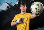 2 February 2024; Goalkeeper Matt Boylan poses for a portrait during a St Patrick's Athletic squad portraits session at Richmond Park in Dublin. Photo by Stephen McCarthy/Sportsfile