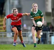 5 February 2024; Amy Harrington of Kerry in action against Emma Cleary of Cork during the 2024 Lidl Ladies National Football League Division 1 Round 3 match between Kerry and Cork at Austin Stack Park in Tralee, Kerry. Photo by Brendan Moran/Sportsfile