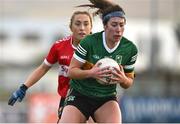 5 February 2024; Emma Dineen of Kerry in action against Sarah Leahy of Cork during the 2024 Lidl Ladies National Football League Division 1 Round 3 match between Kerry and Cork at Austin Stack Park in Tralee, Kerry. Photo by Brendan Moran/Sportsfile